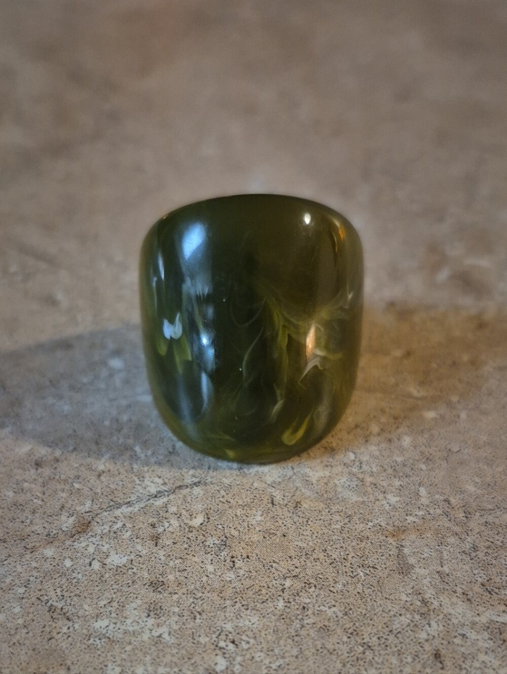 ✨️Olive Green Swirl- Chunky-Style Statement Ring✨️